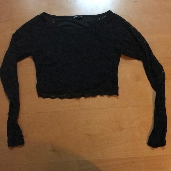 Black Lace long sleeved express crop top small - Picture 2 of 8